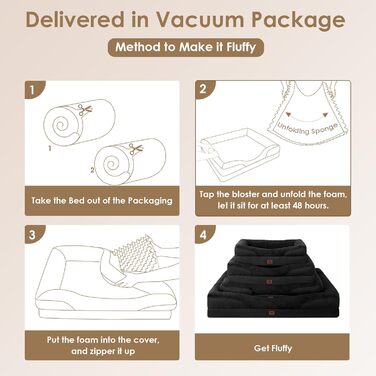 Ортопедичне ліжко для собак великих порід EHEYCIGA, 106.5x76x18.5 см, з піною з пам'яті, миється, водонепроникне, чорне