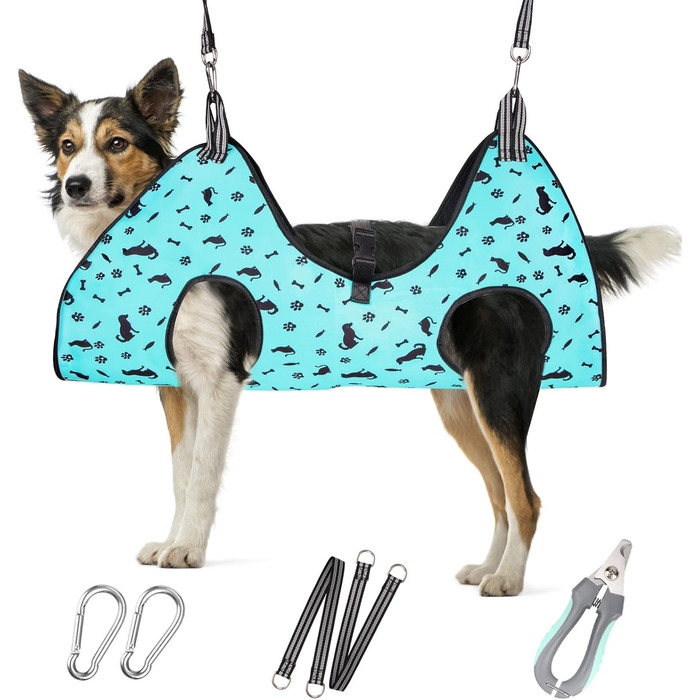 Гамак для грумінгу собак ATESON - гамачок для догляду за шерстю, підходить для стрижки нігтів (XXL до 54,4 кг), зручний для собак великих порід, блакитний