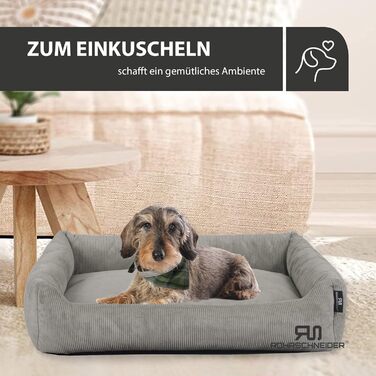 Лежанка для собак Rohrschneider, сіра, для маленьких та середніх собак, з подушкою, 70x50 см, включає пакети для прогулянок. Тканина: корд.