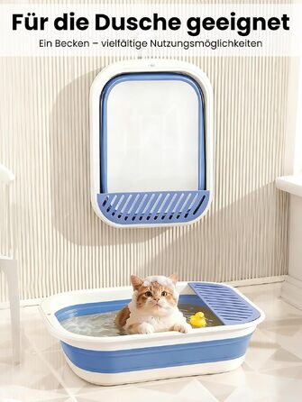 Складаний лоток для котів з низьким входом, великий розмір XL (53×40×14 см), синій