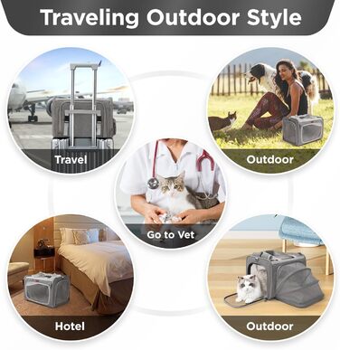 Трансформер для котів та собак, L, рожевий/сірий - переноска для подорожей, переноска для тварин, переноска для маленьких собак, переноска для кошенят