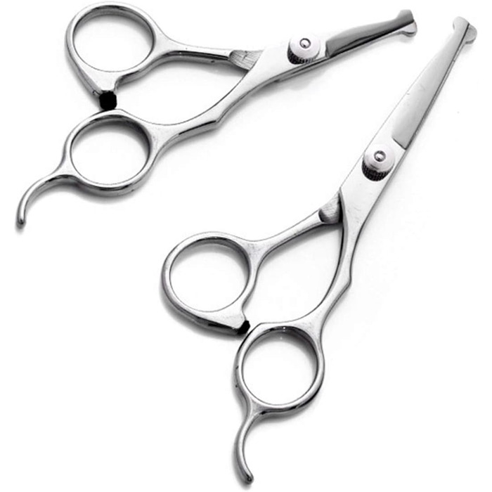 Професійна шерстьостригальна ножиці для собак, нержавіюча сталь, прямі та зігнуті леза, безпечні закруглені кінчики, для грумінгу обличчя, вух, носа та лап