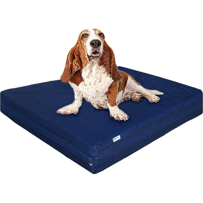 Велике ортопедичне ліжко для собак Dogbed4less з пам’яттю форми, водонепроникним чохлом і знімним джинсовим покриттям, для середніх і великих порід