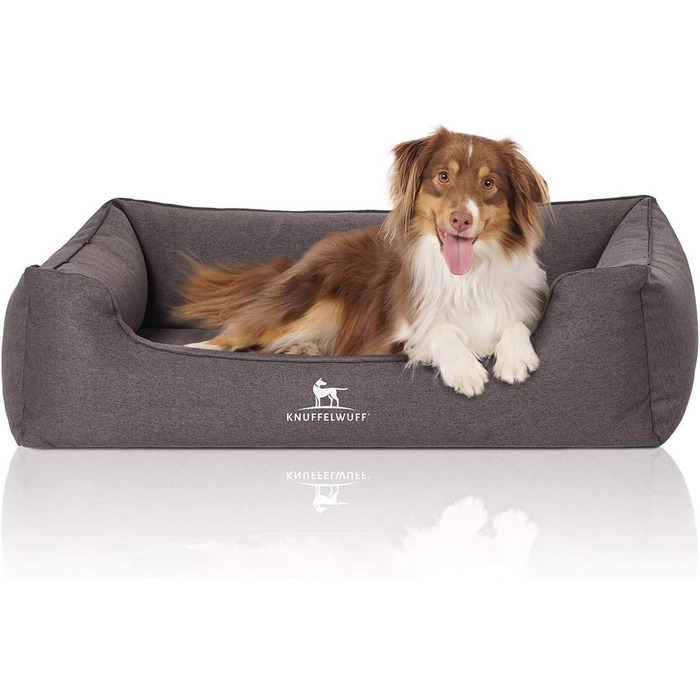 Ортопедичне велюрове ліжко для собак Knuffelwuff Leano XXL 120x85 см, чорне, знімний чохол, для великих, середніх і малих порід