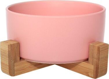 Керамічна миска Pet Wiz для собак та котів з бамбуковим підставкою, піднята миска для зручного годування, 850 мл, 5 кольорів (Морська хвиля)