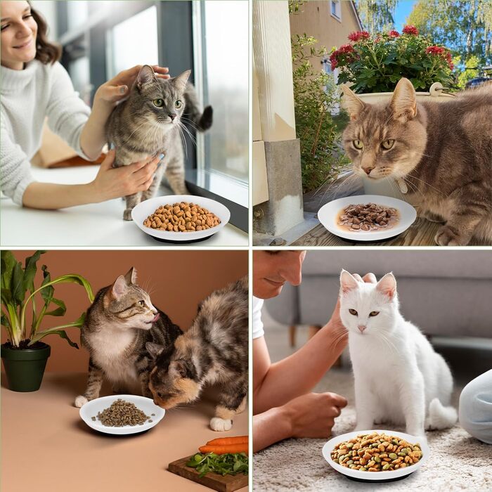 Набір мисок для котів Otauoaea з кераміки (6 шт.) з неслизьким дном, для полегшення втоми вусів, підходять для котів та собак