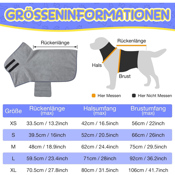 Рушник для собак Extra Saugfähig: Швидковисихаючий халат для собак з клямками, з мікрофібри, для великих, середніх та маленьких собак (XL)