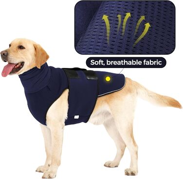 Заспокійливий жилет для собак Heywean з капюшоном та захистом вух, антистресовий, для собак з тривожністю, XL, темно-синій