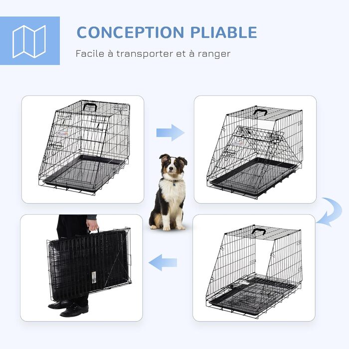 Клітка для транспортування собак Pawhut, металева, чорна