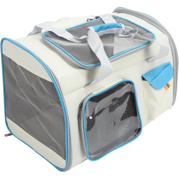 Транслювач для тварин XOYIXOYI, дихаючий рюкзак-переноска для котів та собак, велика місткість, легкий у догляді, для прогулянок на вулиці (білий та блакитний)