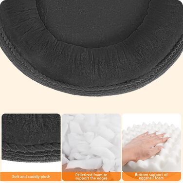 Кругле ліжко для собак та котів, зручне та миється, Ø 60 см, темно-сірий кошик для собак, ліжко-подушка, 60x60x18 см