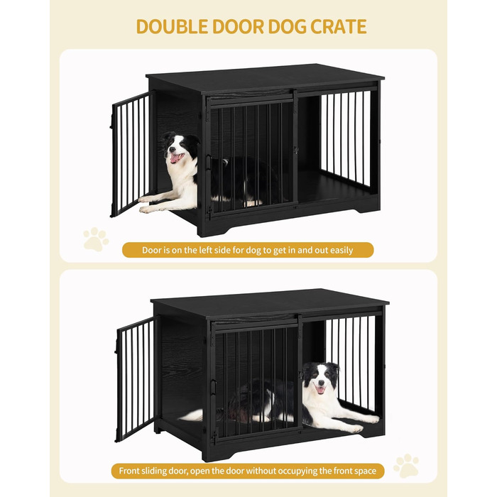 Клітка для собак Hzuaneri, 100 см, з розсувними дверима, для дому, чорна, DFC02304B