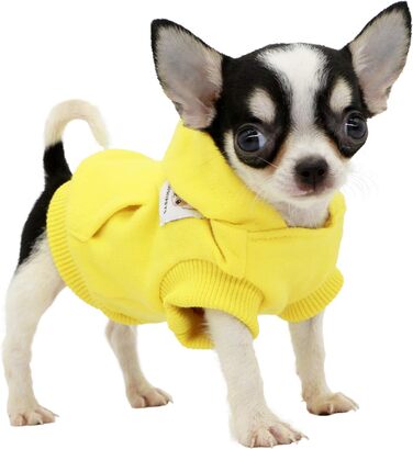 Теплий жовтий светр-худі для собак, цуценят чихуахуа, бавовна, розмір XXS