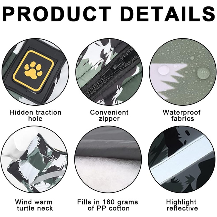 Водонепроникний теплий зимовий одяг для собак 6XL. Куртка для собак, жилет для собачого спорту, одяг для домашніх тварин з отвором для шлейки, світловідбиваючими смугами. Вітронепроникний костюм для собак середнього розміру. Білий, чорний колір.