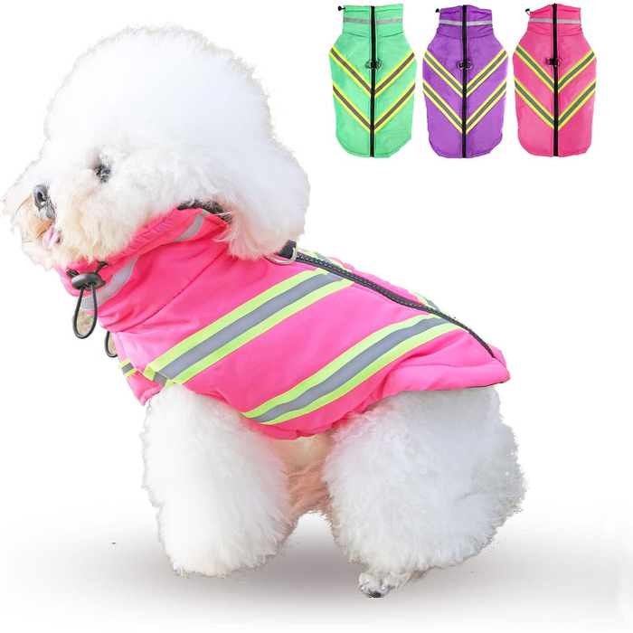 Зимовий теплий одяг для собак: куртка, жилет, плащ. Водонепроникний, вітронепроникний, з відбиваючими елементами. Рожевий колір. Підходить для малих, середніх та великих собак.