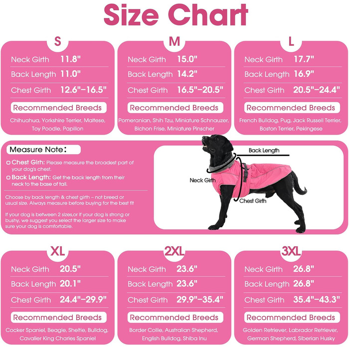 Водонепроникний зимовий теплий нашийник для собак QBLEEV, фліс, для холодної погоди, рожевий (Medium)