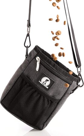 Мішок для ласощів для собак - міцний та водонепроникний аксесуар для прогулянок та тренувань (Чорний, Grey Edition)