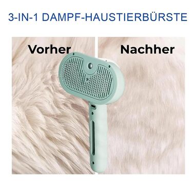 Фурмінатор Fellmoment 3-в-1: Парова щітка для тварин, для собак та котів, самоочисна, з функцією спрею (зелена з блакитним світлом)