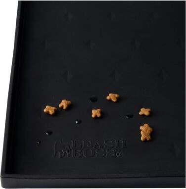 Килимок під миску Leashboss Spritzmatte Medium/Gross для котів та собак з широким бордюром, чорний (51 x 33 см)