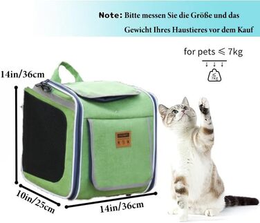 Кошик для собак на велосипед, розкладний, зелений. Кошик для тварин до 10 кг з 4 дверцятами та сітковими вікнами.