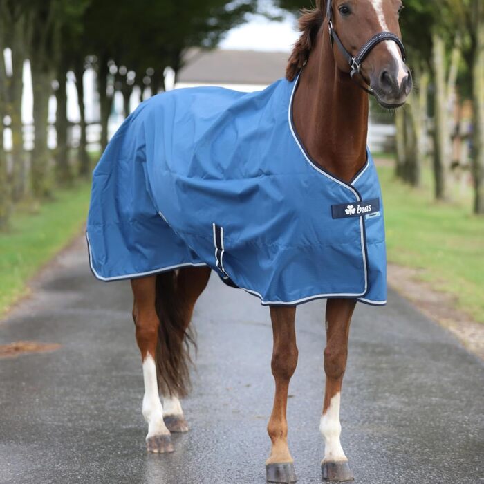 Водонепроникна попона для коней Marengos by Bucas Freedom Turnout 600D з підкладкою та перехресними ременями, Navy/Beige, 135 см (наповнювач 150 г/м²)