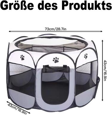 Портативний загін для домашніх тварин, собак, цуценят. Водонепроникний загін з оксфордської тканини для дому та вулиці. Підходить для котів, собак, кроликів (Блакитний)