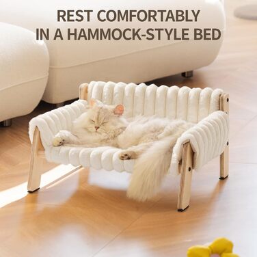 М'яке ліжко-софа для котів MEWOOFUN, 56x45 см, бежевий колір, розмір M