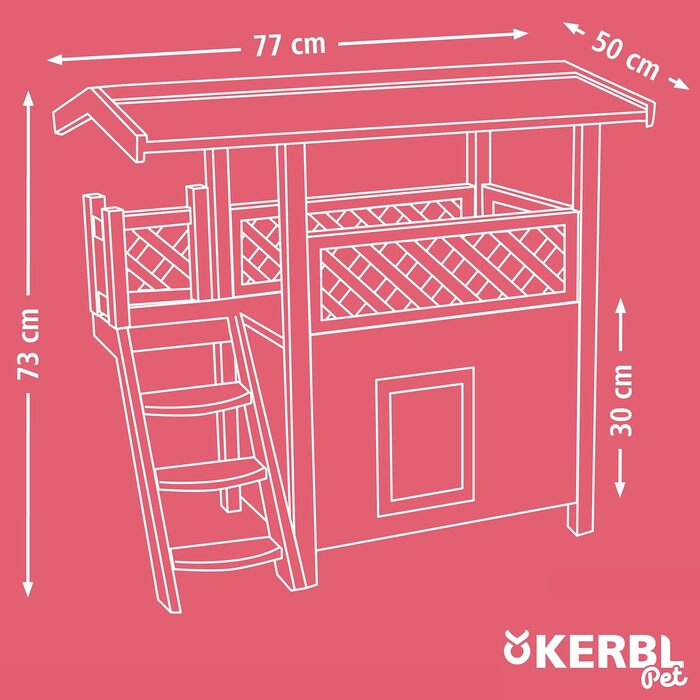 Будиночок для котів Kerbl Ontario 77x50x73 см, дерев'яний, вуличний