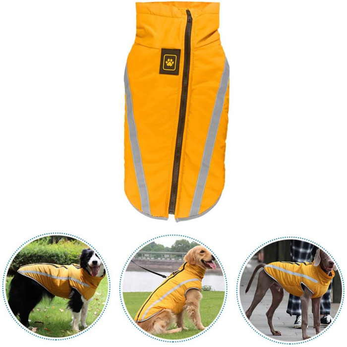 Легкий та міцний теплий зимовий накид для собак BESTonZON з світловідбиваючими смугами. Підходить для великих собак, захищає від негоди. Ідеальний для прогулянок.