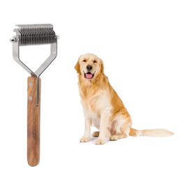 Двостороння щітка для шерсті котів та собак, підшерсткова щітка для грумінгу