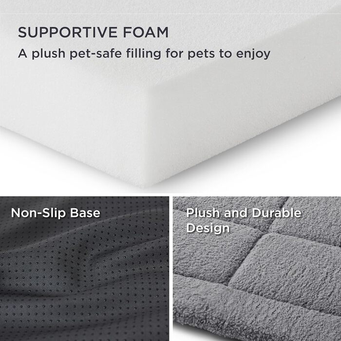Килимок для собак середніх порід BEDSURE - 74x46 см, сірий, з шаруватим наповнювачем, Sherpa плюш, легко миється