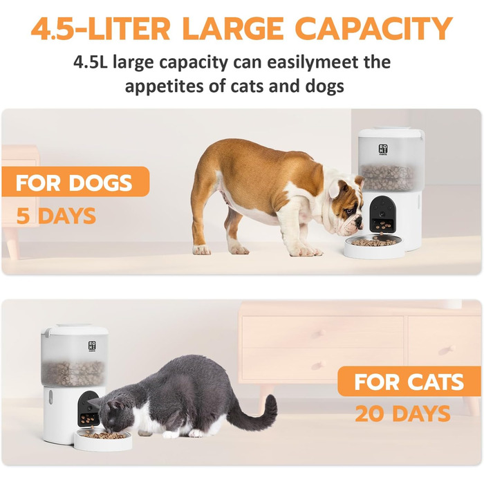 Автоматичний годівник для котів Romiromi з Wi-Fi, 4.5L, сталевий миска