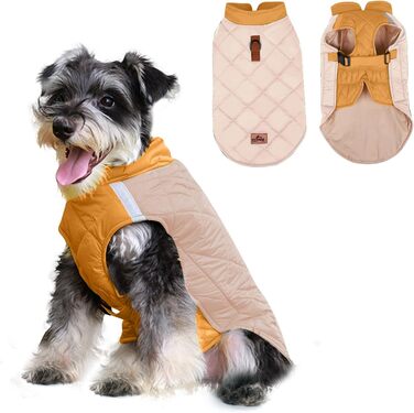 Водонепроникний нашийник для собак PETCUTE, зимова куртка для собак, захист від вітру, одяг для собак середніх та великих порід, нашийник з безпечними світловідбиваючими смугами, дощовик для собак з отвором для шлейки (2XL, Бежевий)