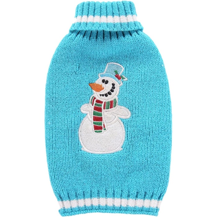 Теплий в'язаний собачий светр на Різдво: милий дизайн з оленем, Сантою та сніжинками. Підходить для собак різних розмірів (XXS-XXL). Кольори: зелений, блакитний.