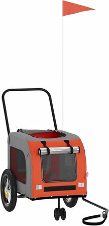 Причіп для собак VidaXL, 45 кг, Оксфордська тканина, з прапорцем та відбивачами (Оранжевий, 125 x 53 x 54 см)