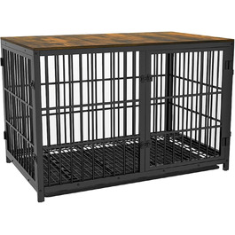 Клітка для собак BingoPaw XXL: Сучасний шафка-будка для великих собак 120см з приставним столиком та висувним лотком, 120×77×81.5см, Чорний