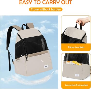 Рюкзак-переноска для тварин ALLSOPETS: для котів та маленьких собак, зручний, дихаючий, для подорожей, кемпінгу, прогулянок. Бежевий колір