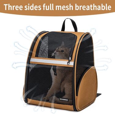 Рюкзак-переноска для собак і котів, дихаючий сітчастий рюкзак, складний, для подорожей, кемпінгу, до ветеринара, до 6,8 кг (Коричневий)