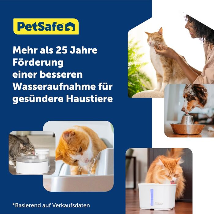 Автоматичний фонтан PetSafe Viva для котів і малих собак, 4,1 л – тиха помпа, фільтр, легке очищення, для дому
