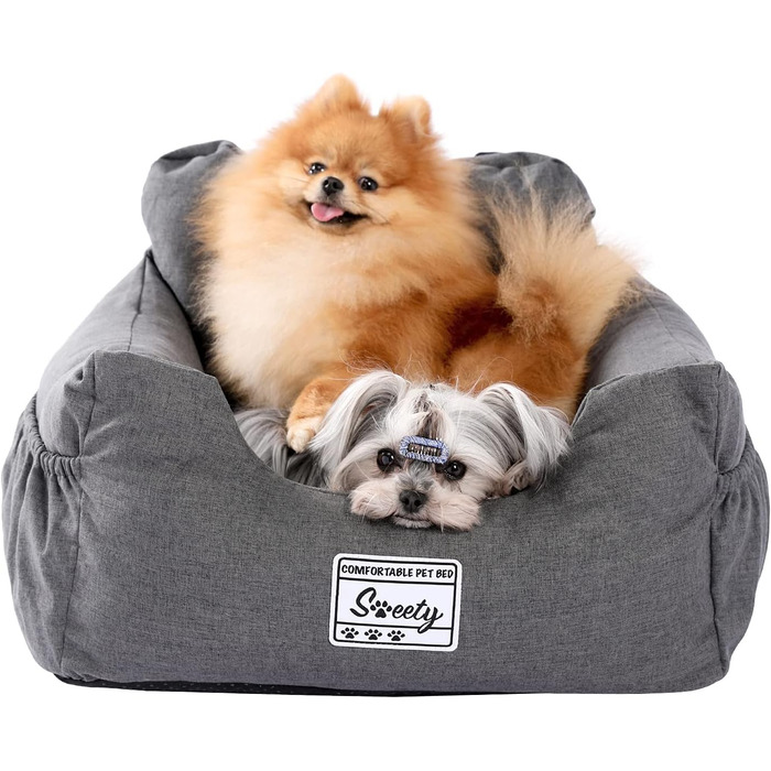 Автокрісло для собак Petpela з безпечним ременем, м'яке, водонепроникне, антиковзаюче - для малих та середніх собак (сірий)