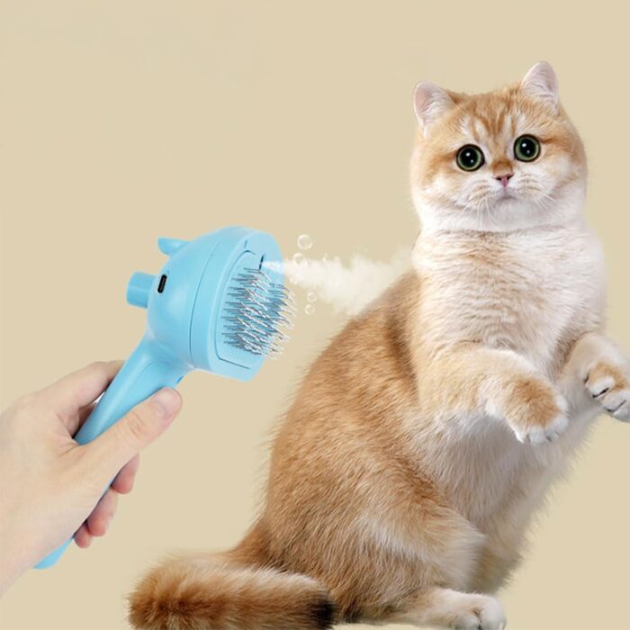 Парова щітка для шерсті Cymwer Katze з кнопкою випуску, для догляду за шерстю котів, собак, кроликів, домашніх тварин, з функцією розпилення та видалення шерсті