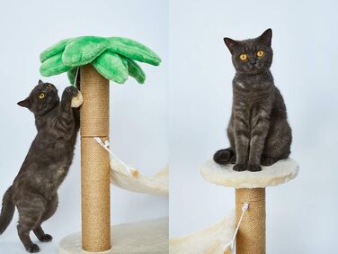 Дряпка для котів LUCKITTY у вигляді пальми з гамаками та іграшкою, когтеточка для кошенят, стовпчик і гамак, меблі для котів
