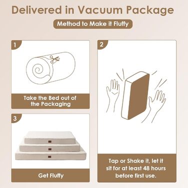 Ортопедичне ліжко для собак середніх порід EHEYCIGA 89x58x9 см, м'яке, знімний чохол, підходить для перевезення, Kamel