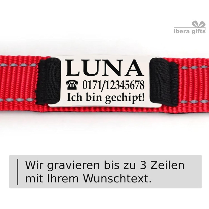 Персоналізований нашийник для собак, з іменем, середнього розміру, 35-50 см, світловідбиваючий (чорний, M)