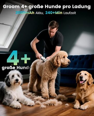 Машинка для стрижки собак Oneisall 4-в-1: стрижка, триммінг, шліфування кігтів. Підходить для собак та котів, тиха, професійна, 4 години роботи від акумулятора