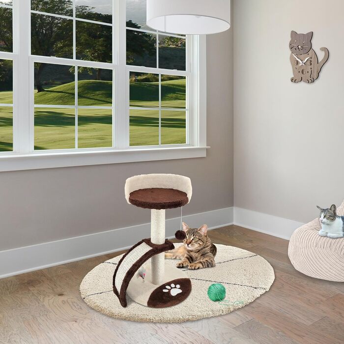 Дерев'яний кігтеточка для котів Beltom® Kratzbaum, 54 см, Коричнево-бежевий