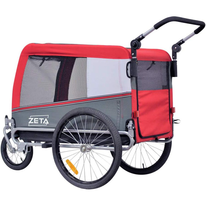 Причіп для собак Papilioshop Zeta – візок для тварин, 3 розміри, для собак, котів та інших домашніх тварин, стабільний, комфортний та практичний (Червоний L)