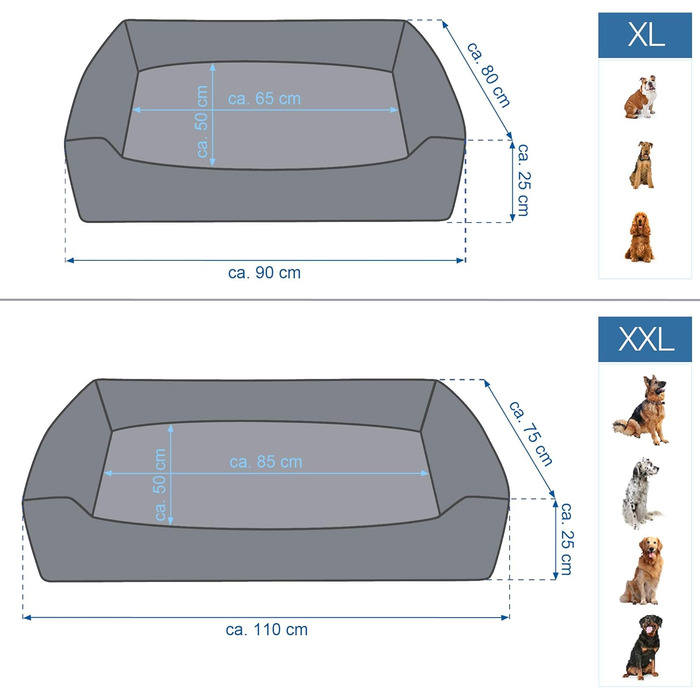 Преміум ортопедичне ліжко для собак BedDog Clara, м'яке ліжко-кімнатна подушка знімним чохлом, ковдра в подарунок - Rock (сірий) L 110 x B 75 x H 25 см ROCK (сірий)