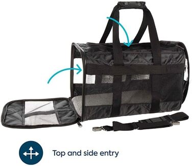 Транспортна сумка для собак та котів Sherpa Deluxe, розмір L, чорна, схвалена авіаперевізниками, м'які стінки, 48 x 30 x 29 см