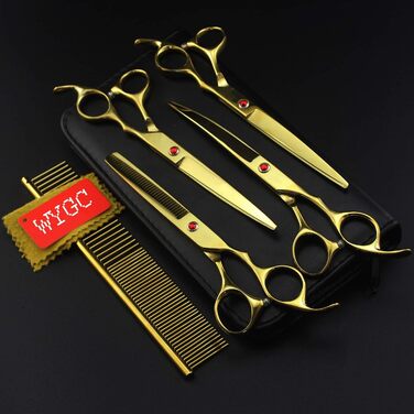 Набір професійних ножиць для грумінгу WYGC для собак, котів та інших тварин. З нержавіючої сталі, з гребінцем для чищення.